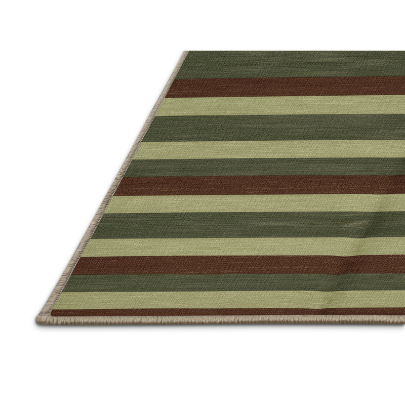 Tapis brun à rayures horizontales lavable à la machine, Rectangle 4pi x 6 pi