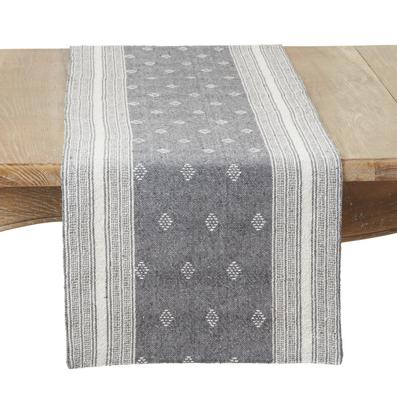 Diamond Patterned Woven Stripe Table Runner
