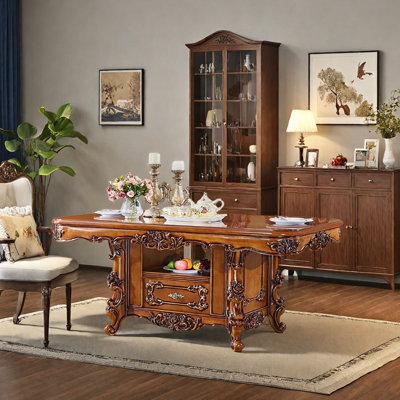 Retro High-end Carved Storage Dining Table