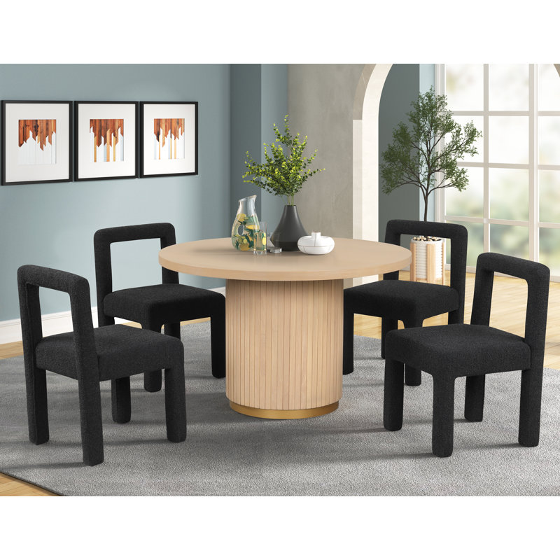 Owijen 4 - Person Pedestal Dining Set, Black