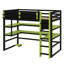 Lit mezzanine multifonctionnel en bois avec bureau intégré, tablettes de rangement et éclairage RVB-1401984345-1401984346
