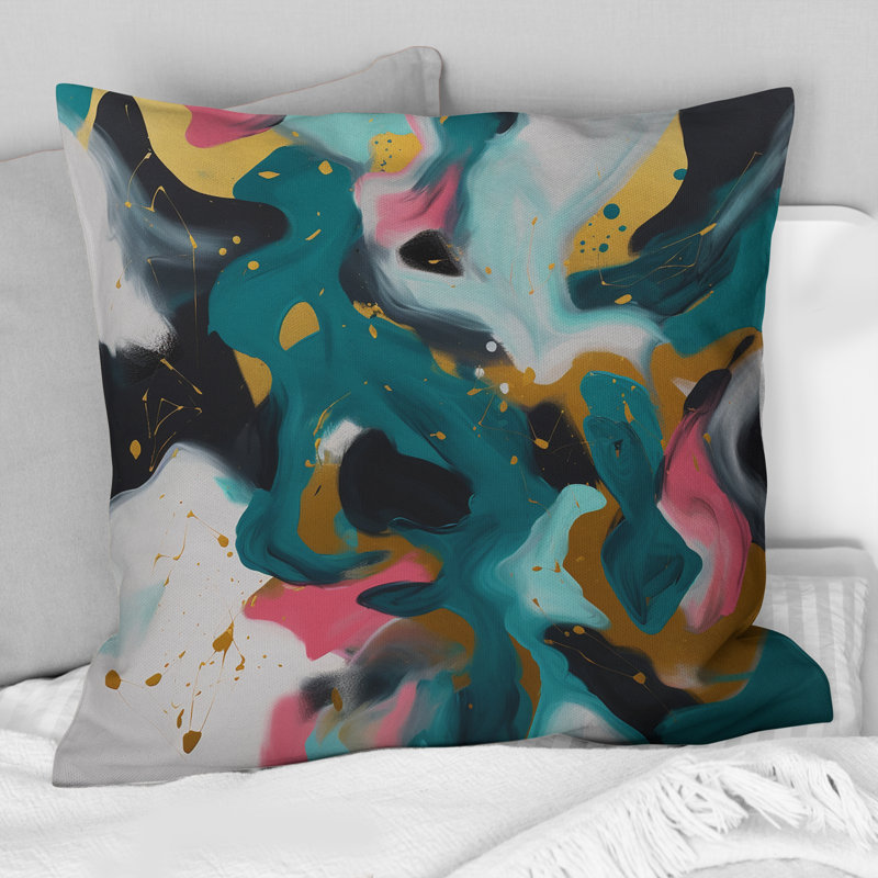 Coussin Turquoise et rose Abstract Serenity I