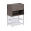 Lit plateforme double en métal avec tablettes de rangement à deux niveaux, armoire de rangement en bois-1945064321