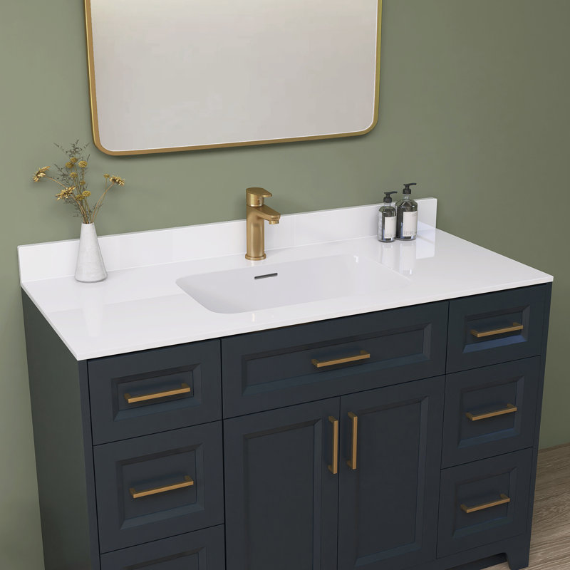 48'' W X 3.5'' H White Polished Backsplash Solid Surface Rectangular Vanity Top Splash Guard for Bathroom Countertop