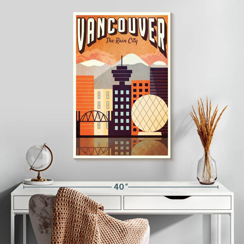 Affiche rétro de Vancouver, H 30 po x l 20 po