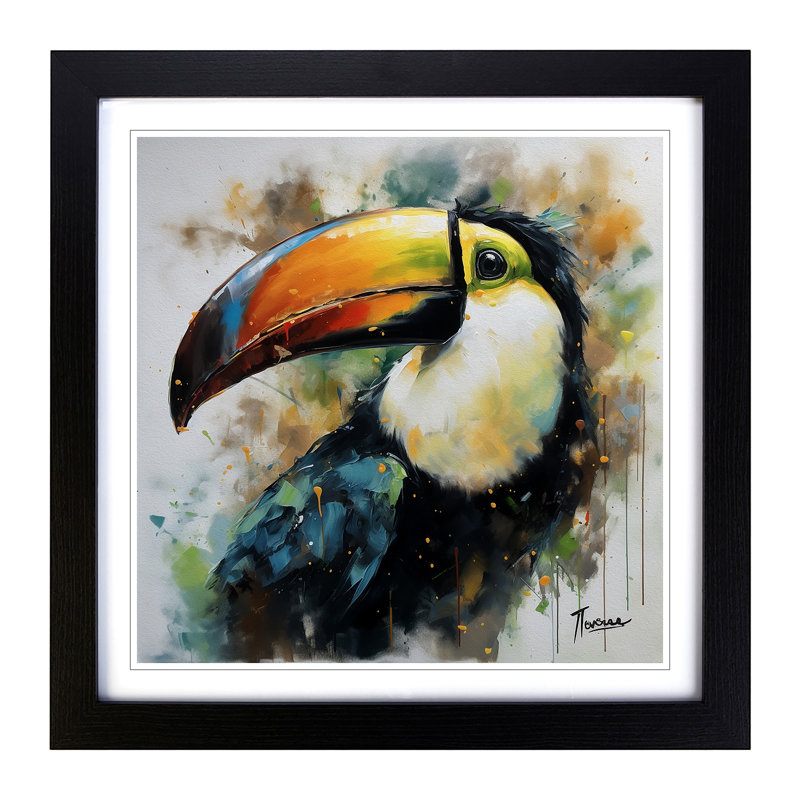Toucan Abstract Expressionism No.1 - Framed Print, Black