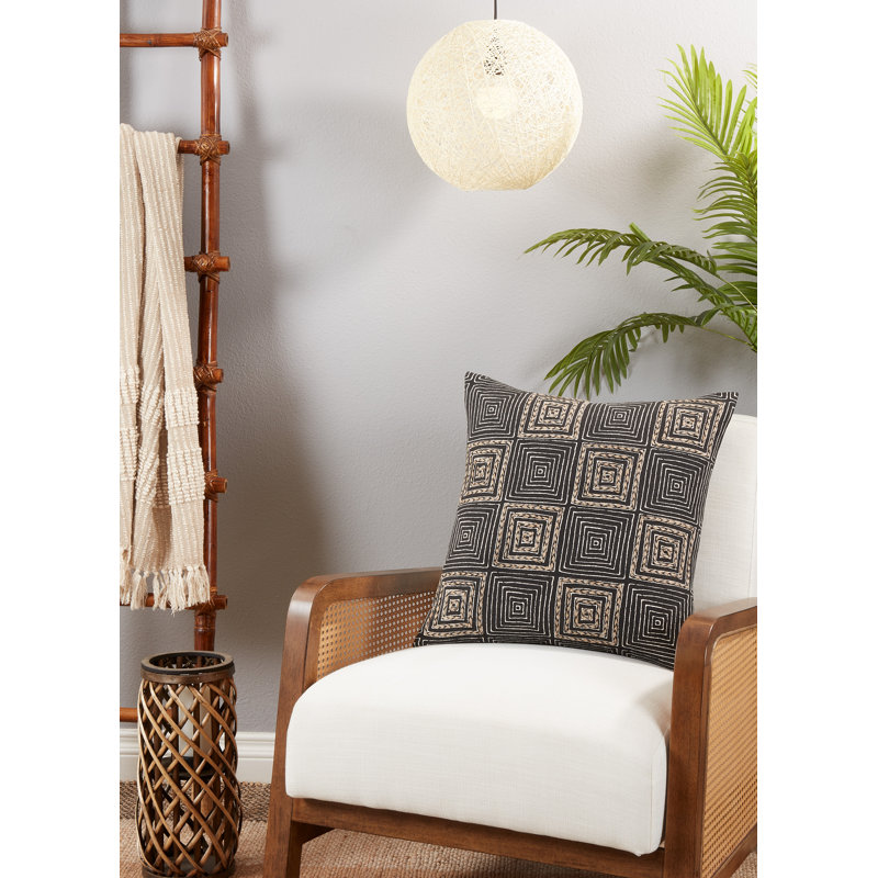 Tonga Collection Embroidered Cotton Throw Pillow, Pillow Cover Only - No Insert