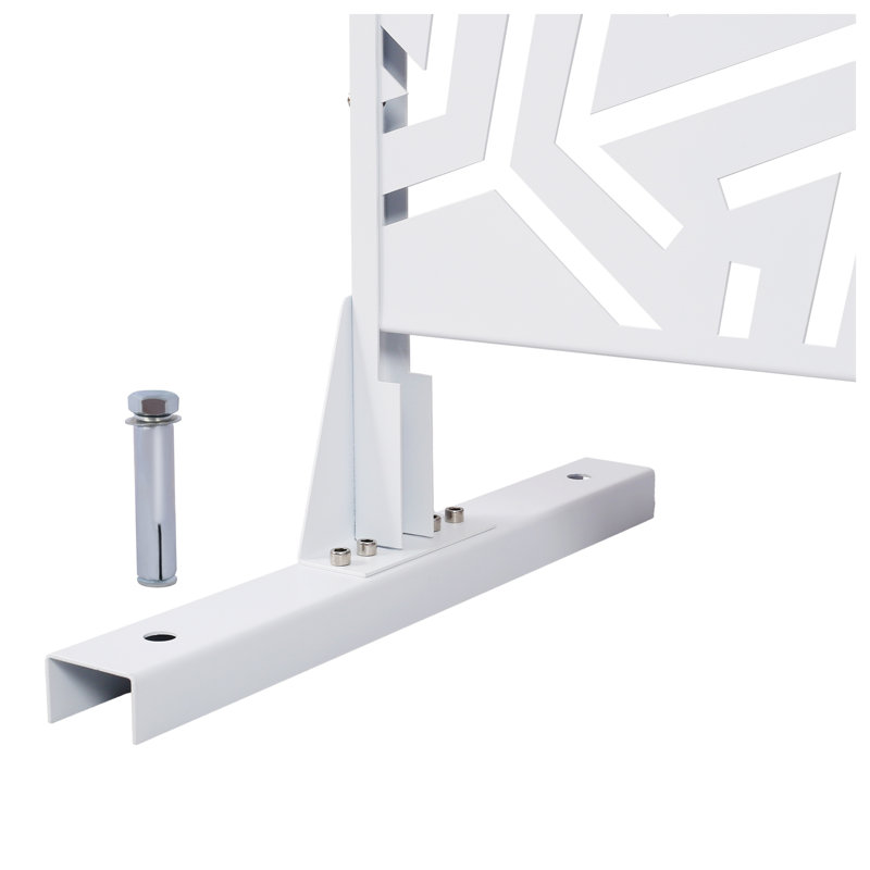 Écran d'intimité blanc et extérieur en acier blanc, panneau de séparation autoportant en métal H 76 po x l 48 po