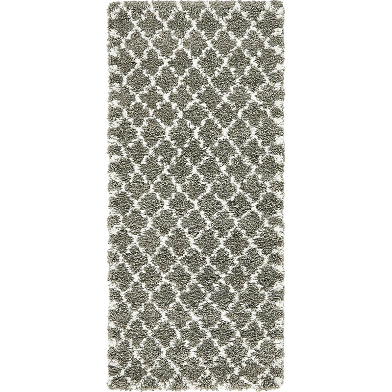 Geometric Shaggy Area Rug, Runner 79 x 305cm