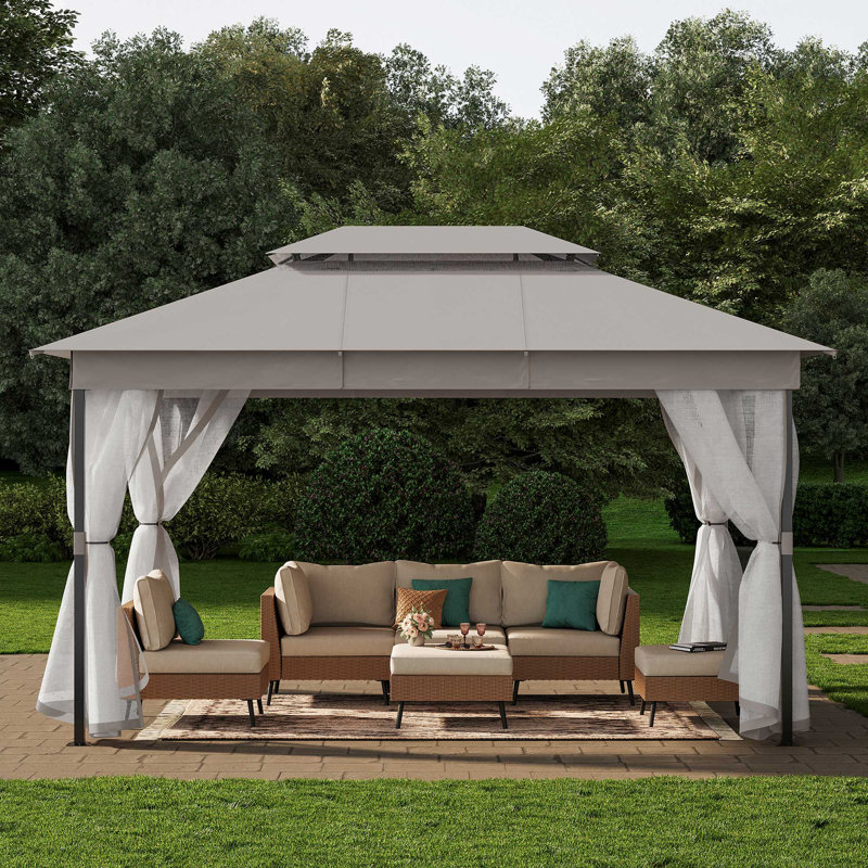LAUSAINT HOME Outdoor Patio Gazebo 10'x13', Gray