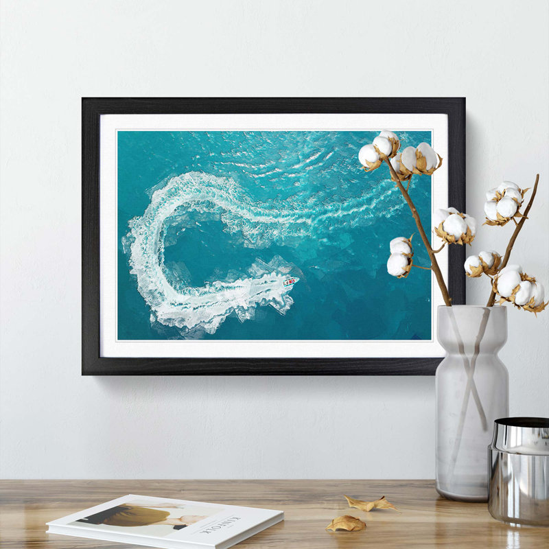 Speed Boat in Portugal in Abstract - Framed Print, Black Framed, 62cm H x 87cm W x 2cm D