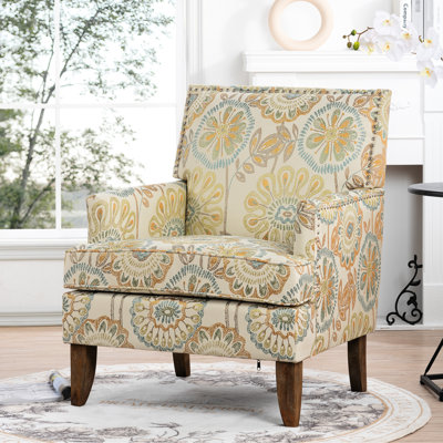 Chaise de salon à la mode - poids du paquet de 41,08 lb, chaises d'appoint sécurisées pour chambre sereine, style tissu beige et jaune, mousse de rembourrage en éponge haute densité, fabrication à câblage fin,