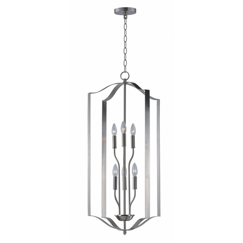 Lustre géométrique à 6 lumières Albano, Nickel satiné