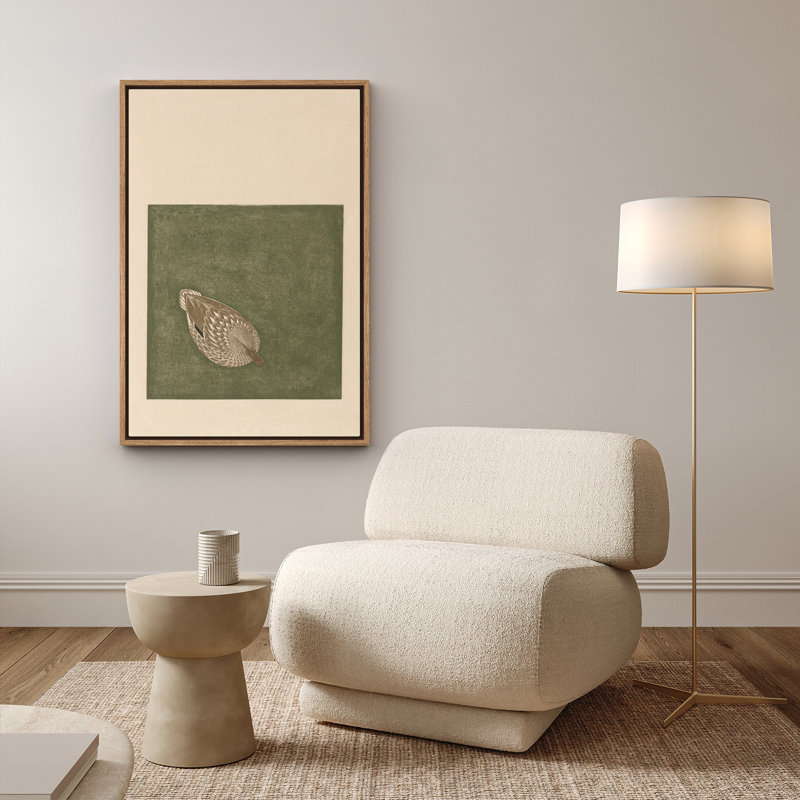 «Vintage Duck Minimalist Nature Art», reproduction d'art encadrée, H 36 po x l 24 po, Naturel