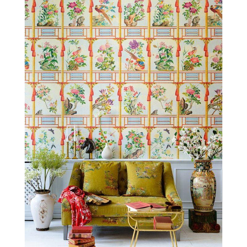 Chinese Garden Floral Wallpaper Roll