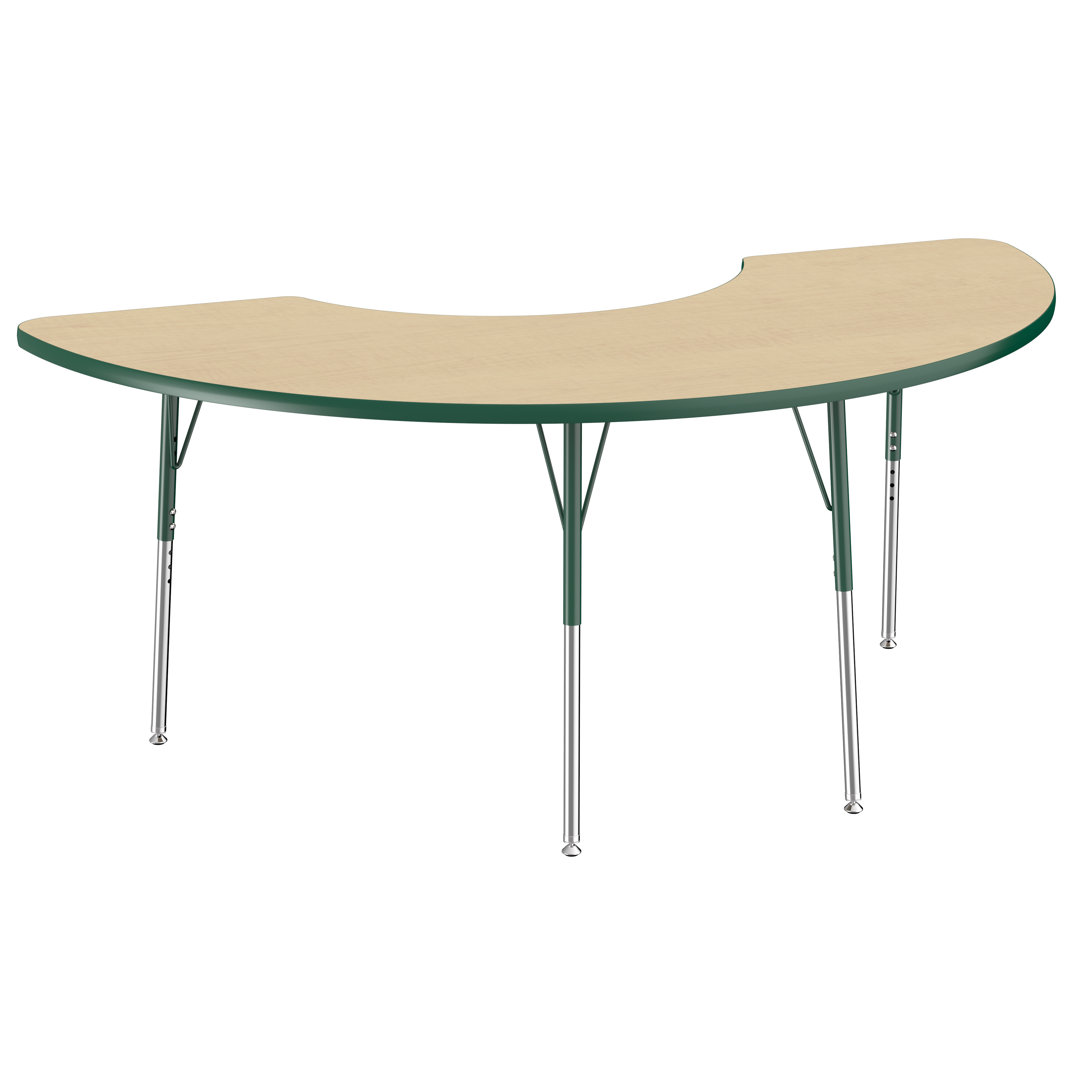 36" x 72" Half Moon T-Mold Activity Table with Adjustable Legs Factory Direct Partners Top/Side 
