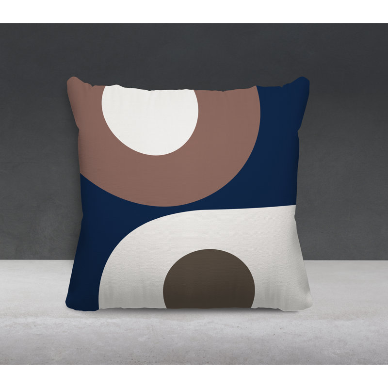 Pitto Outdoor Reversible Throw Pillow, Nude/Beige/Navy Blue, 15W" x 15H"