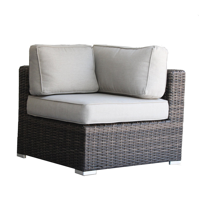 Chaise de coin modulaire en osier brun avec coussins Minnesota