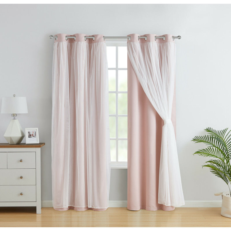 Dammion Blackout Curtain Pair, 52" W x 63" L, Blush
