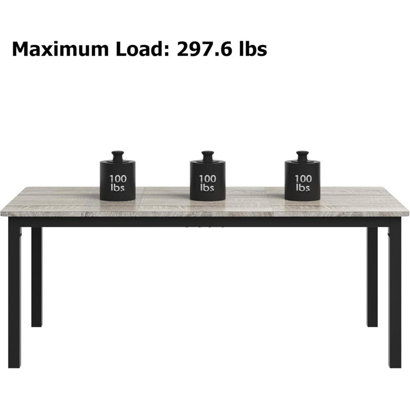 70.8 Inch Industrial Dining Table for 6-8 People, Sturdy Wooden Kitchen Table with Metal Legs Load Bars, for Dining Room, Office, Retro Brown