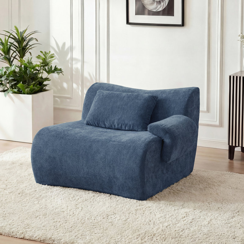 Welliver Upholstered Right Arm Facing Chair, Blue, Right
