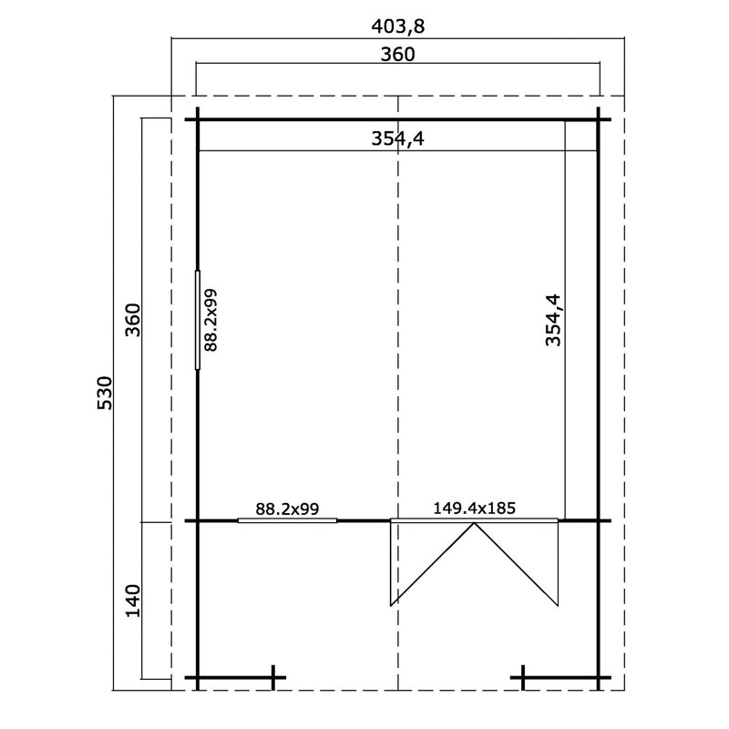 Lasita Luna 2 - 12 x 12 Ft. Summerhouse With Terrace (28mm), LUNA 2 CARBON GREY