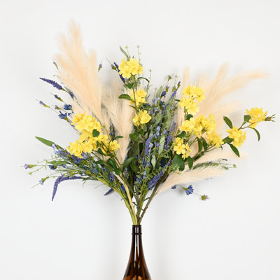 Arrangement floral de 36 po Pampas artificiel lavande et fleurs sauvages pour remplissage de vase