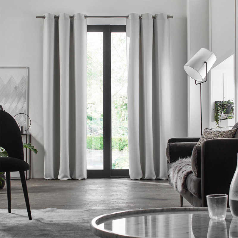 Eades Blackout Single Curtain Panel, 350 W x 280 D cm, Light Grey