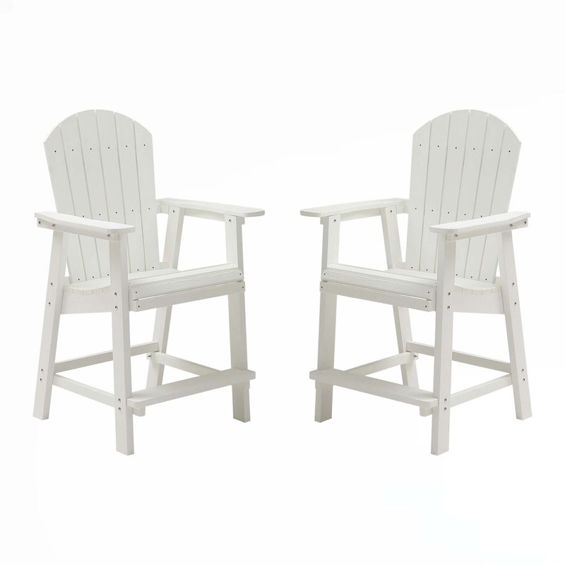 Cesia Patio High - Density Polyethylene (HDPE) Adirondack Chair, White