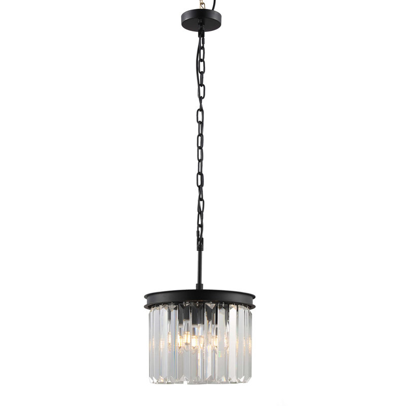 Luminaire suspendu tambour 5 lumières unique Lebron, Encadrement noir mat
