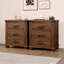 Ensemble de table de chevet rustique en bois massif récupéré à trois tiroirs Rustic-130135713
