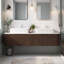 Ensemble de meuble-lavabo mural 59,84 po avec double plateau en marbre d'ingénierie-2141517968