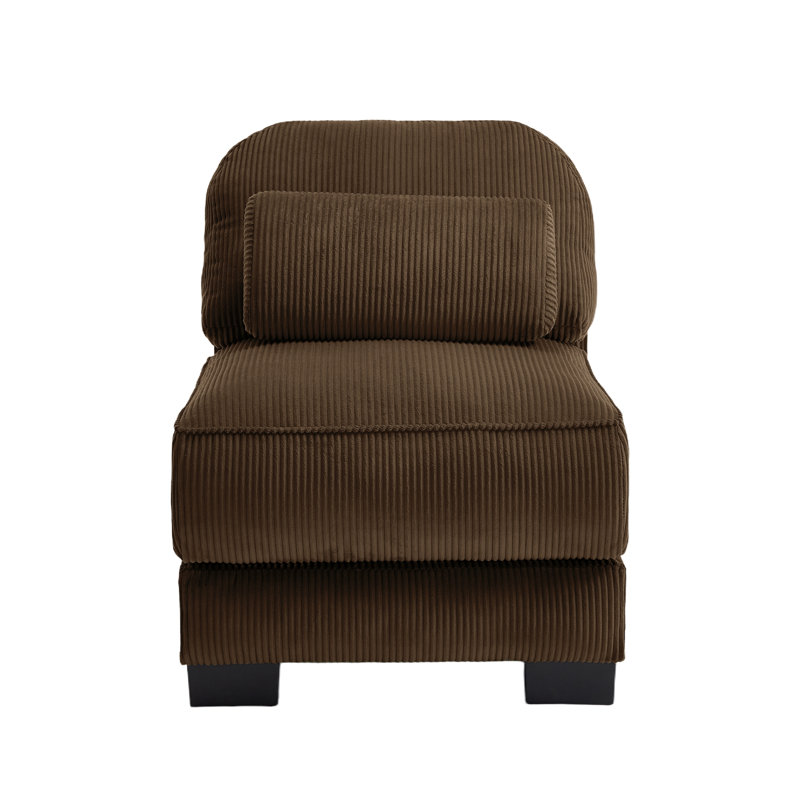 Canapé sans accoudoirs en velours côtelé avec 1 coussin - brun, Brun