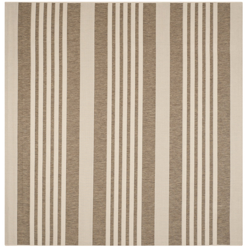 Herefordshire Performance Striped Indoor/Outdoor Area Rug, Square 5'3"