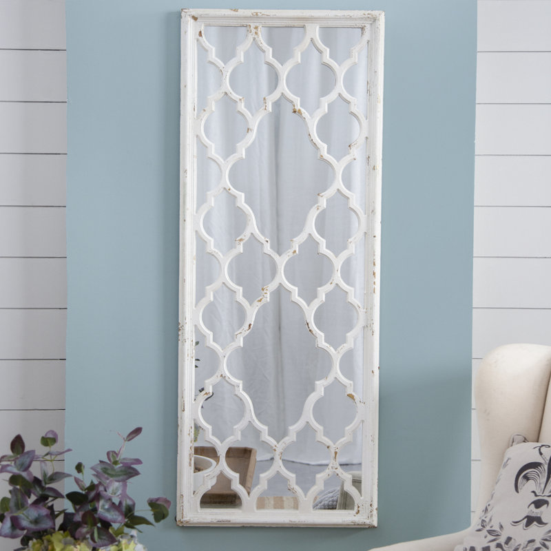 Miroir de plancher blanc vieilli