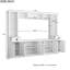 Meuble télé mural élégant pour téléviseurs de 75 pouces, blanc, avec étagères ajustables et grand espace de rangement. Console de télévision avec pont supérieur.