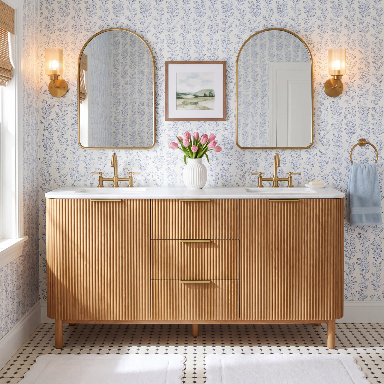 Nova 66" Carrara Marble Double Bathroom Vanity