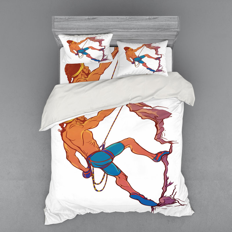 Ensemble de housse de couette en microfibre bleu / mauve / gingembre, Housse de couette grand + 3 pièces supplémentair