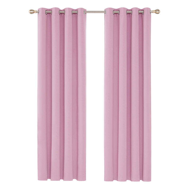 Brynnli Eyelet Blackout Thermal Curtains, Pink, 117cm W x 183cm D