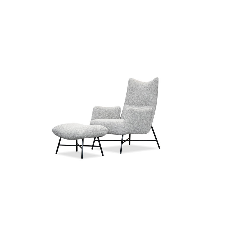 Chaise longue rembourrée Caraway, Tissu Putty Boucle