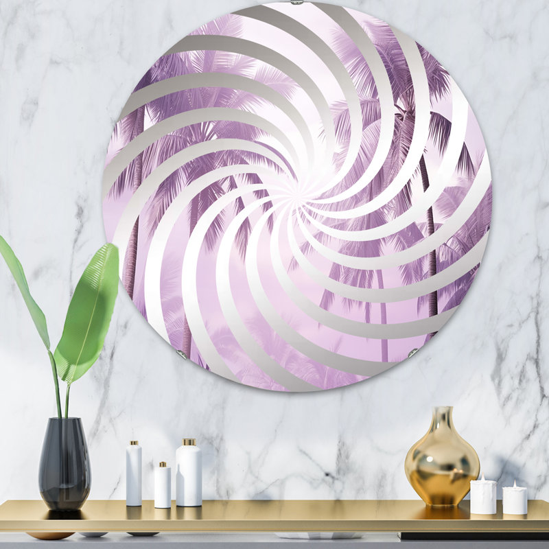Miroir d'appoint Lavender Jungle Palm Tree Lagoon, 31,4 po x 31,4 po