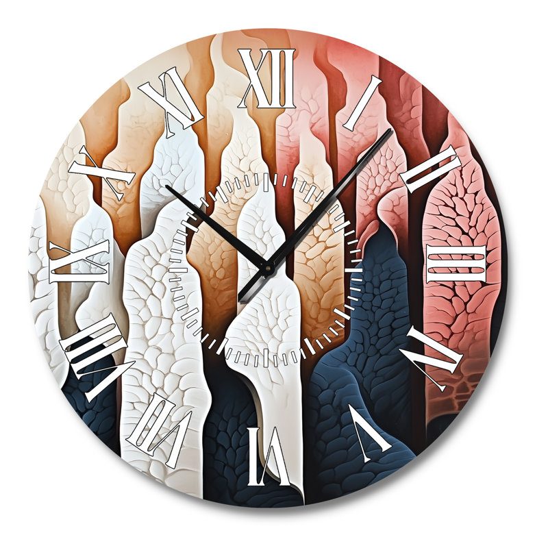 Horloge murale bohème en métal, grande taille, motif géométrique doux à la gouache, Grand