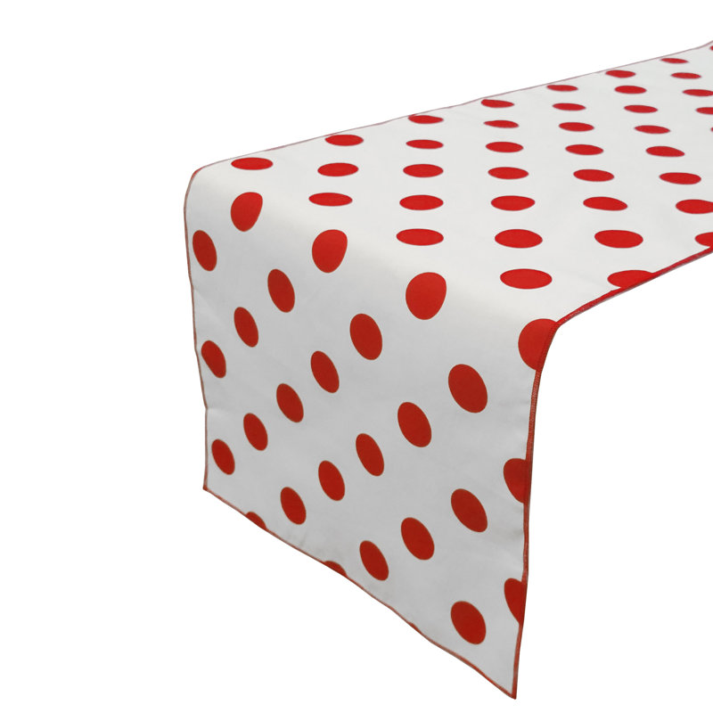 Chemin de table à pois, Rouge / blanc, L 60 po x l 12 po