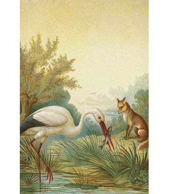 «Fox and The Stork» par A. Hochstein, reproduction d'art