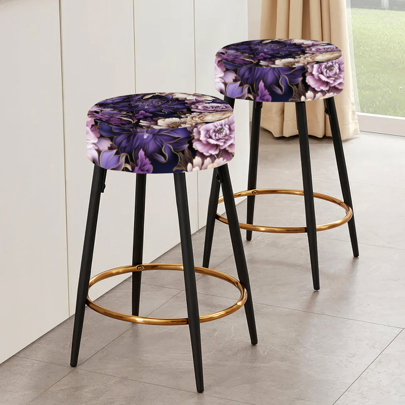 Shadowed Blossoms Moody Patterns - Floral Bar Stools Set Of 2