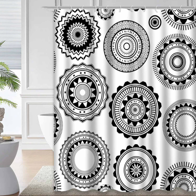 Rideau de douche noir imperméable, rideaux de douche pour la salle de bain avec 12 crochets, 72" L x 84" W
