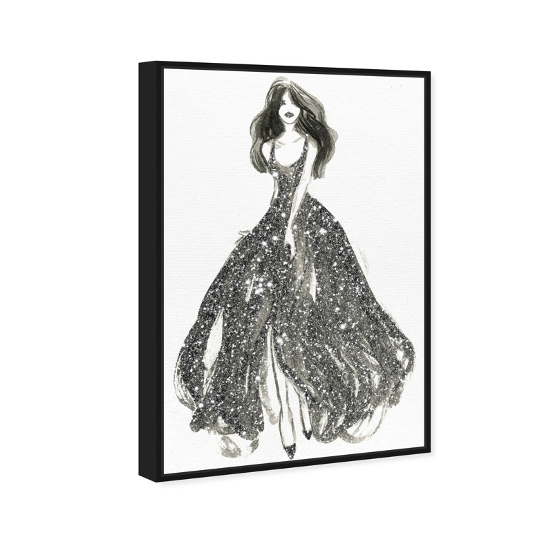 «Elegant Dress Flow II», reproduction de dessin, H 45 po x l 30 po, Toile avec cadre noir