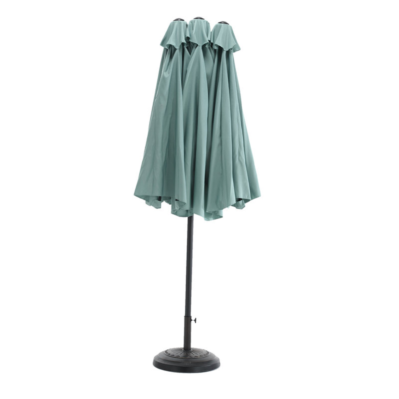 Parasol de patio à double face 14,8 pi. Grand rectangulaire. 100% tissu. Fonction d'arrêt facile. Idéal pour parasol d'extérieur rectangulaire pour jardin, bord de piscine ou cour arrière. Auvent. Fermeture sans effort