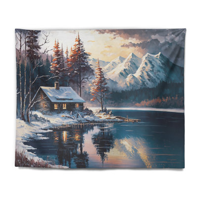 Tapisserie d'hiver en polyester sur le lac