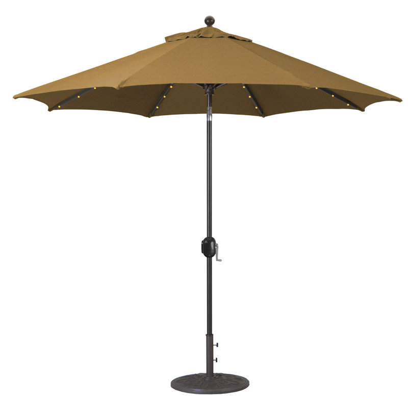 Parasol de marché lumineux 9 pi Nadasha, Noir, Teck Sunbrella®